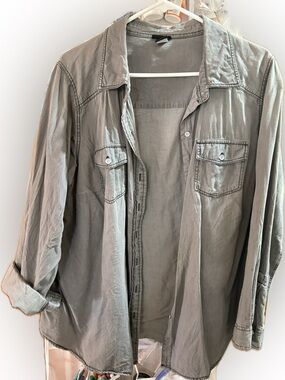 torrid grey Button-Front Blouse